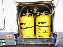 Two gas bottles with level gauges, pressure limiter, changeover switch
