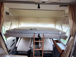 Front bed in position after front seats are folded down.